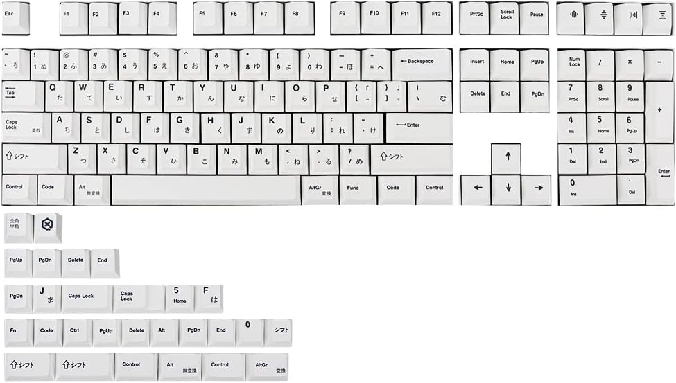 Gliging 135 Keys PBT Japanese Keycaps Cherry Profile DYE-Sub White Theme Minimalist Style Suitable for Mechanical Keyboard