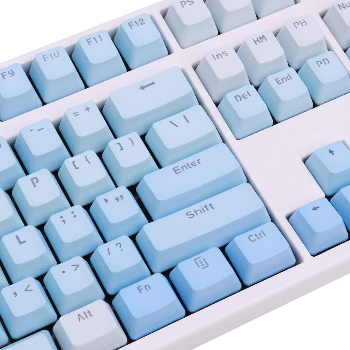 104 Keys Sunset Gradient Blue Backlit Keycaps Thick PBT OEM Profile for Cherry MX Switches of Mechanical Keyboard 104 87 61(Blue)