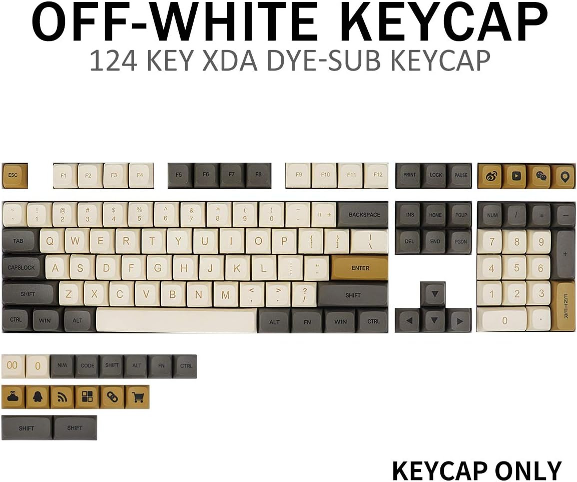 Gliging Keycaps 124 XDA Profile DYE-SUB Personalized Theme Gaming Keycap for Cherry Mx Switch Mechanical Keyboard