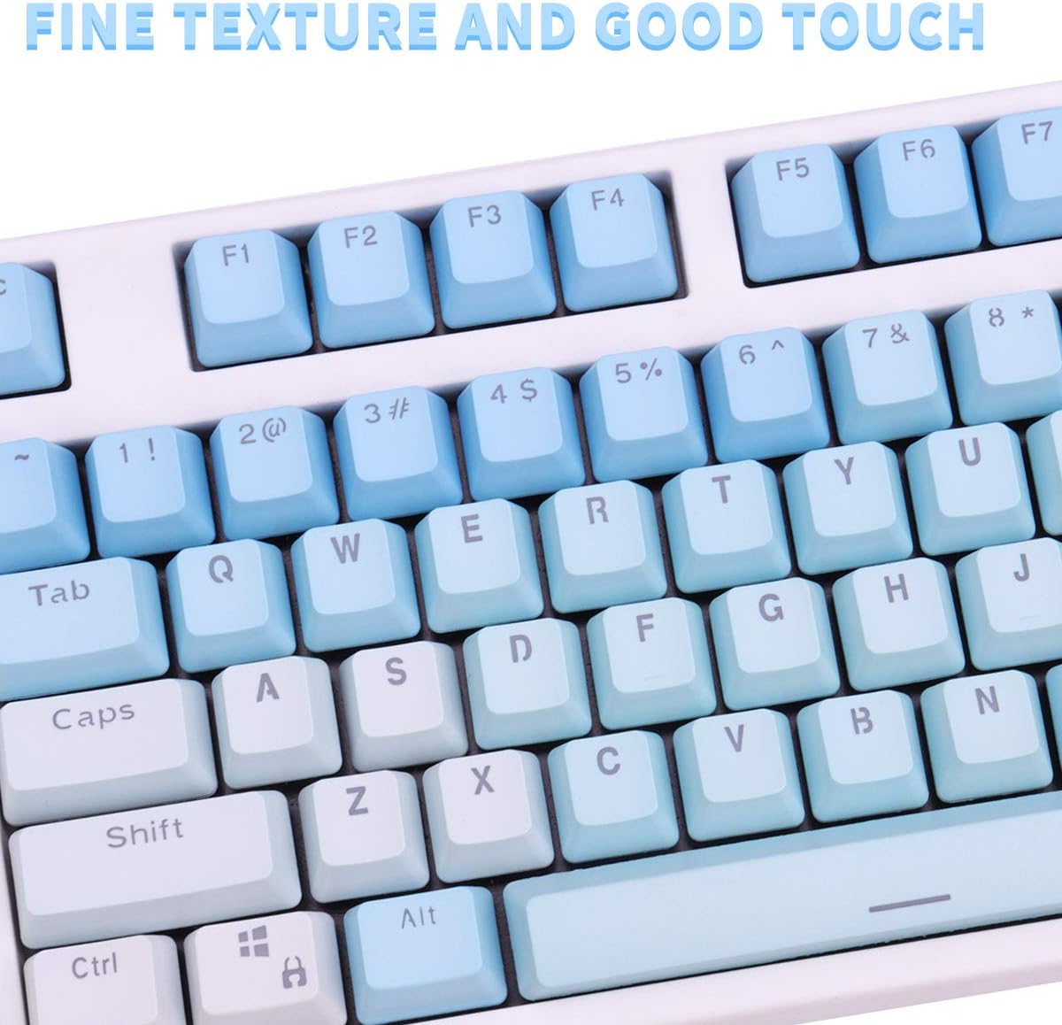 104 Keys Sunset Gradient Blue Backlit Keycaps Thick PBT OEM Profile for Cherry MX Switches of Mechanical Keyboard 104 87 61(Blue)
