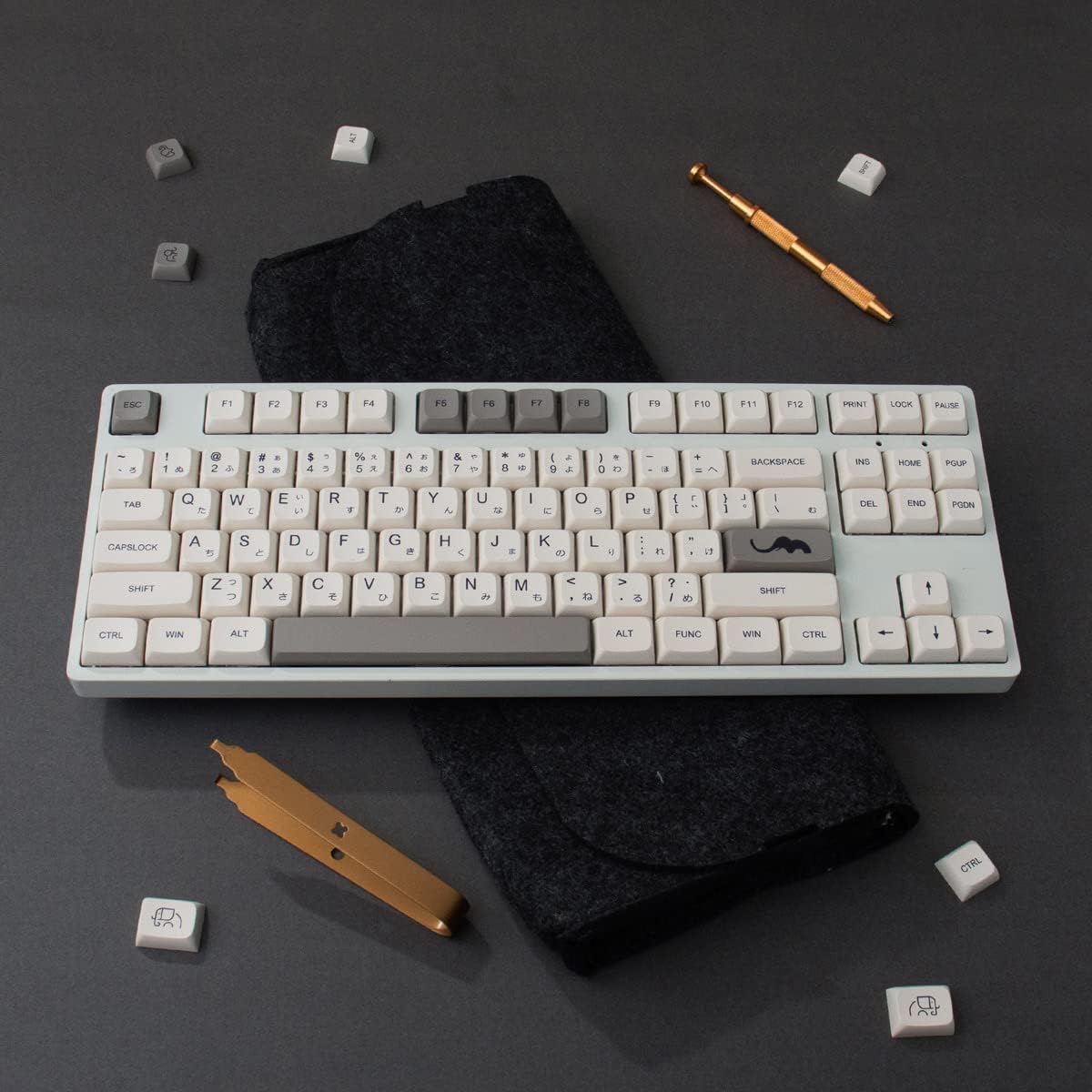 Gliging PBT 137 Key XDA Profile DYE-SUB Keycaps Japanese Grey Personalized Theme Keycap for Cherry Mx Switch Mechanical Keyboard
