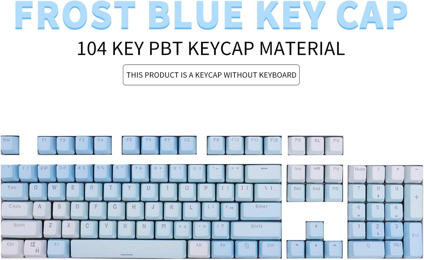 104 Keys Sunset Gradient Blue Backlit Keycaps Thick PBT OEM Profile for Cherry MX Switches of Mechanical Keyboard 104 87 61(Blue)
