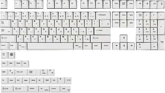 Gliging 135 Keys PBT Japanese Keycaps Cherry Profile DYE-Sub White Theme Minimalist Style Suitable for Mechanical Keyboard
