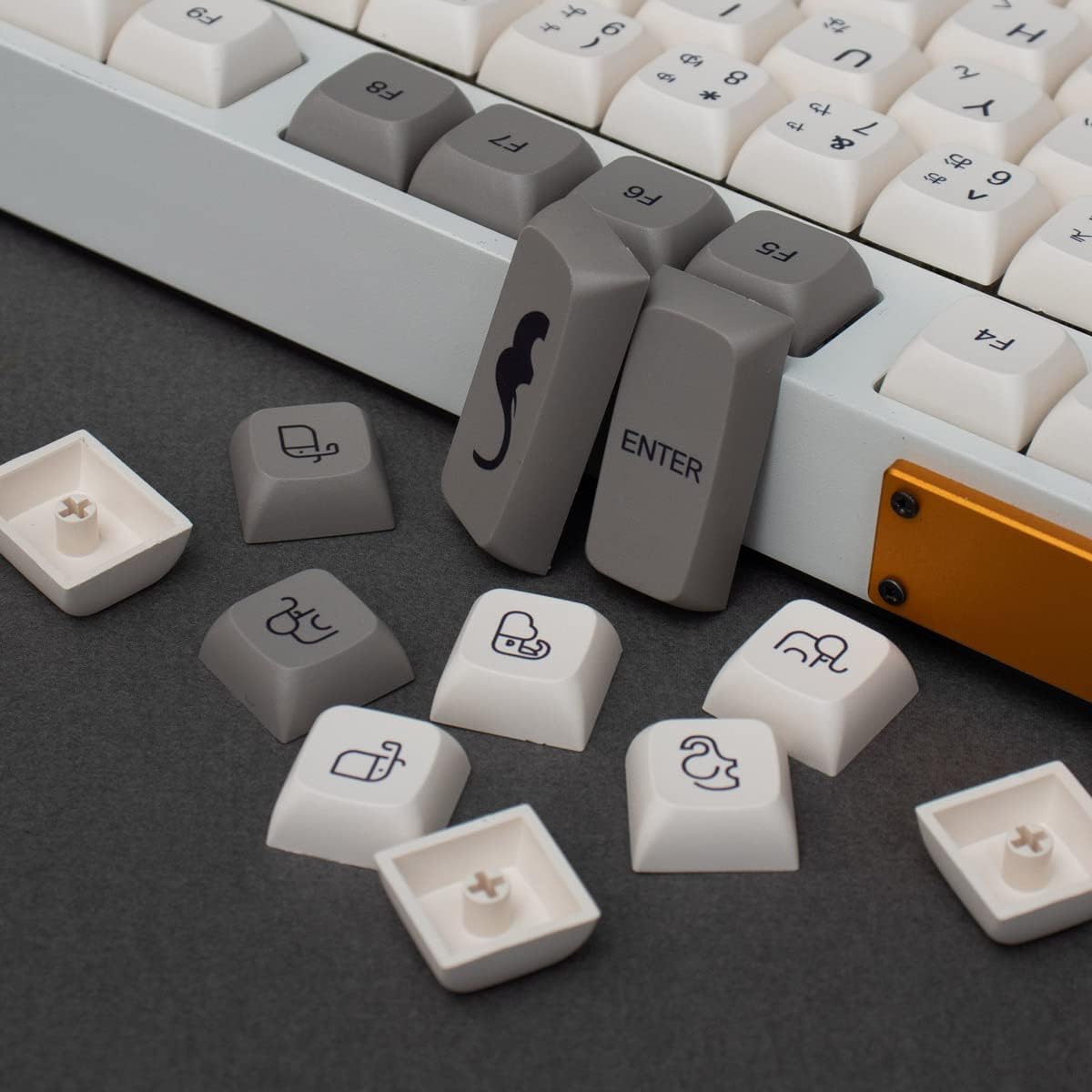 Gliging PBT 137 Key XDA Profile DYE-SUB Keycaps Japanese Grey Personalized Theme Keycap for Cherry Mx Switch Mechanical Keyboard