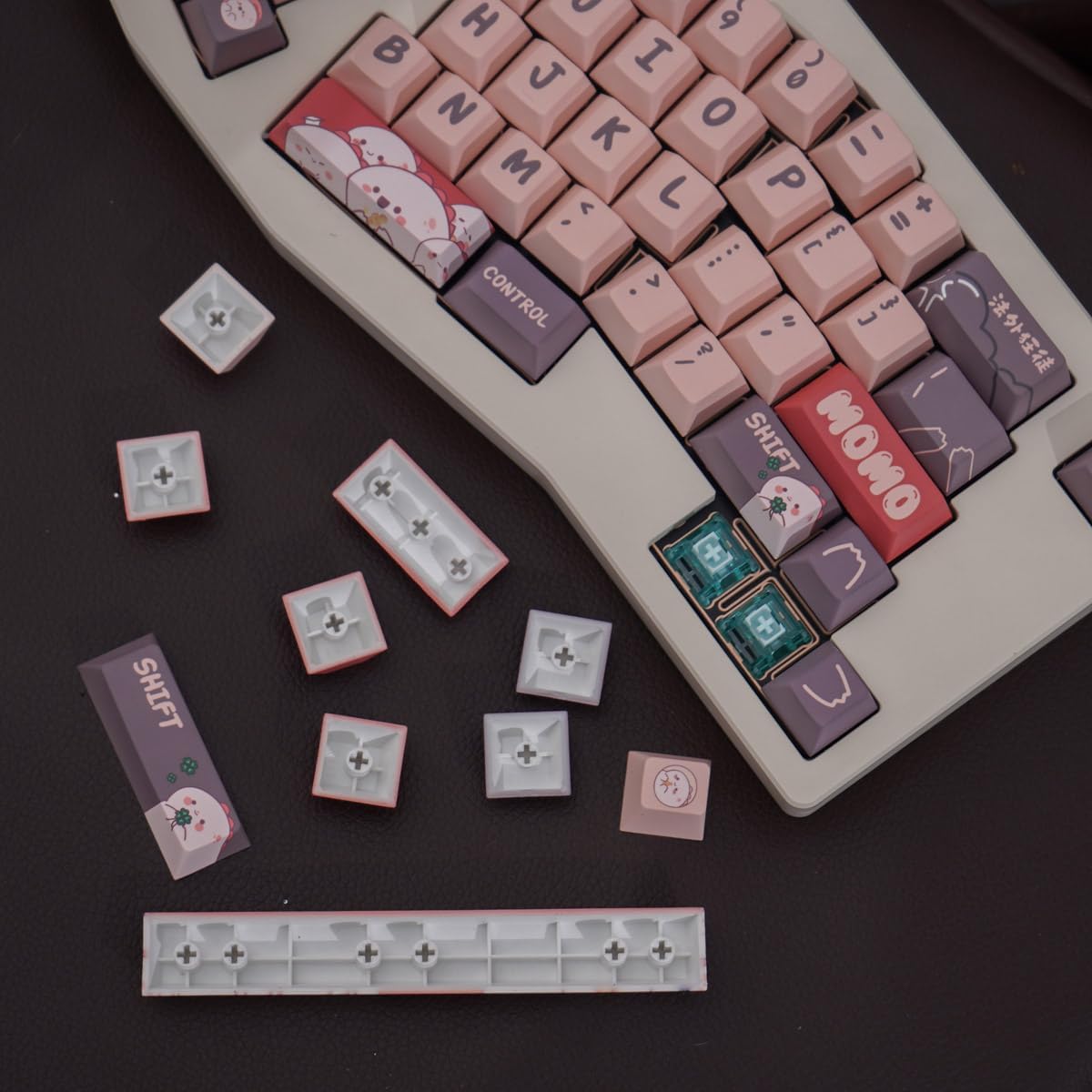 Gliging 152 Keys Cherry Profile Keycaps Cute Theme for 61/84/87/98/100/104Key Cherry MX Gateron Kailh Switch ANSI/ISO Mechanical Keyboard (Brown)