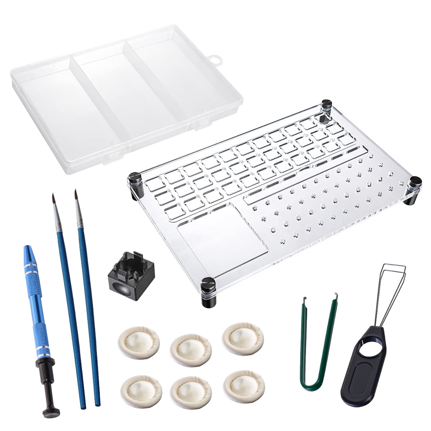 Gliging Switch Tester Switch Opener Acrylic Lube Station DIY Double-Deck Removal Platform Keycaps Puller for Custom Gateron Cherry Mechanical Keyboard Switch Films(Lubrication Kit B)