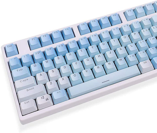 104 Keys Sunset Gradient Blue Backlit Keycaps Thick PBT OEM Profile for Cherry MX Switches of Mechanical Keyboard 104 87 61(Blue)