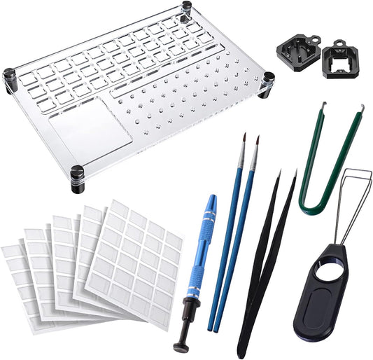 Gliging Switch Tester Switch Opener Acrylic Lube Station DIY Double-Deck Removal Platform Keycaps Puller for Custom Gateron Cherry Mechanical Keyboard Switch Films(Lubrication Kit B)