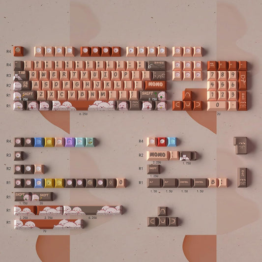 Gliging 152 Keys Cherry Profile Keycaps Cute Theme for 61/84/87/98/100/104Key Cherry MX Gateron Kailh Switch ANSI/ISO Mechanical Keyboard (Brown)
