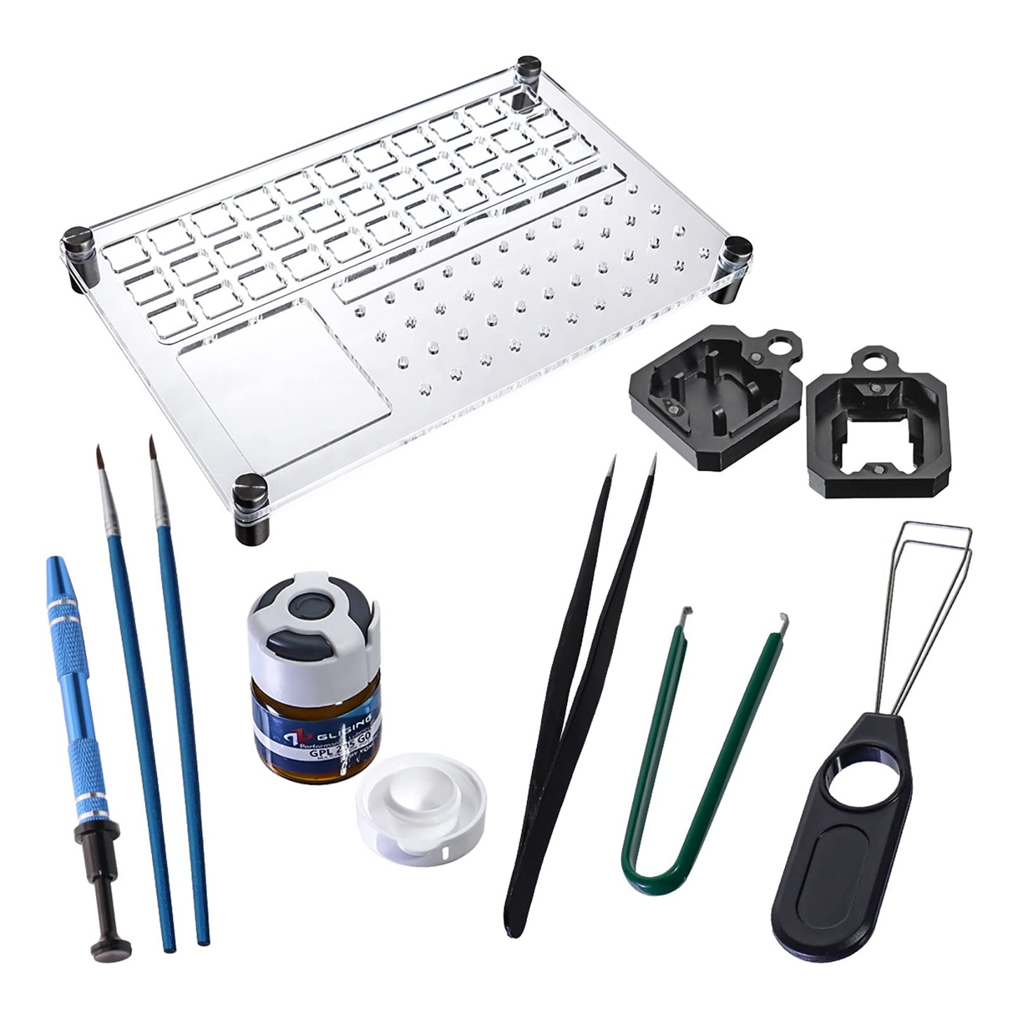 Gliging Switch Tester Switch Opener Acrylic Lube Station DIY Double-Deck Removal Platform Keycaps Puller for Custom Gateron Cherry Mechanical Keyboard Switch Films(Lubrication Kit B)
